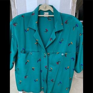 Krizia Short Sleeve Silk Blouse